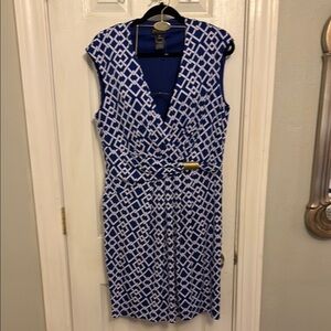 Enfocus Studio Blue and White Sheath Midi Dress